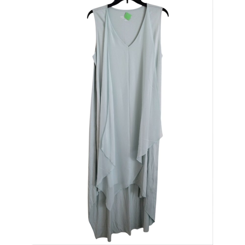 Soft Surroundings mint green pastel sleeveless asymmetrical dress size Medium